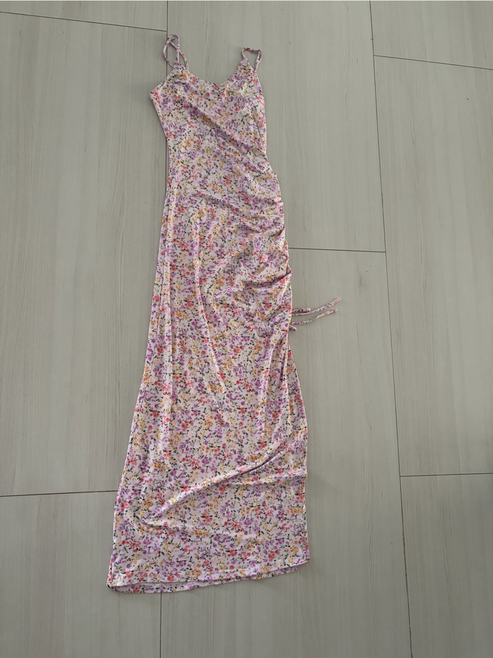 Maternity Pink Floral Maxi Skirt with Adjustable Side Drawstring XS